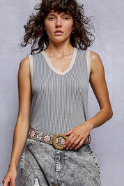 Bare Minimum Contrast Trim Ribeed Tank