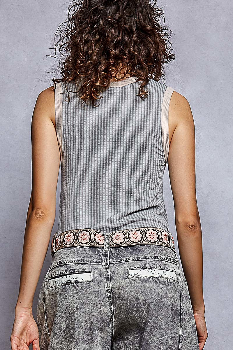 Bare Minimum Contrast Trim Ribeed Tank