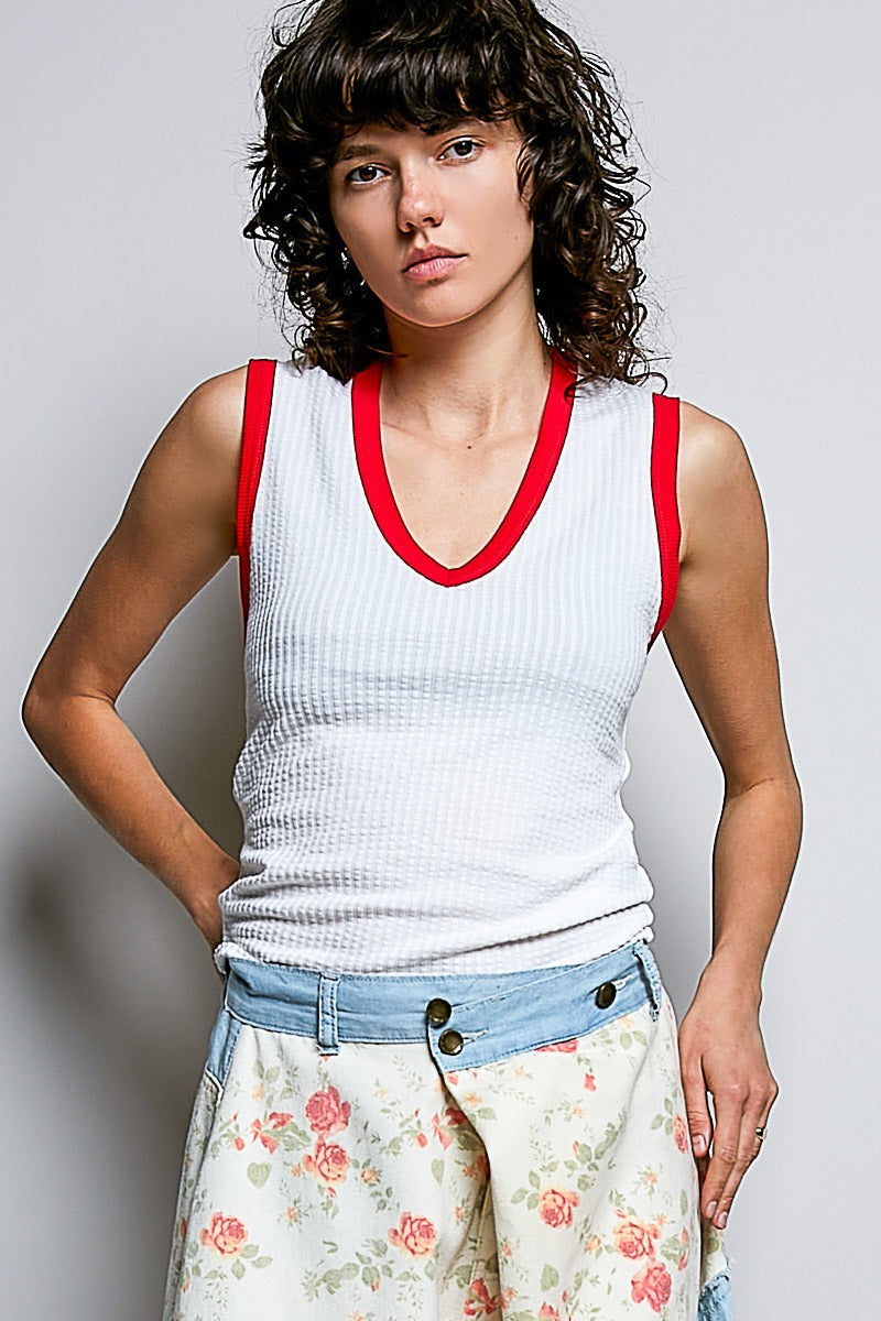 Bare Minimum Contrast Trim Ribeed Tank