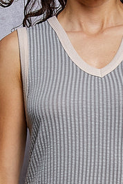 Bare Minimum Contrast Trim Ribeed Tank