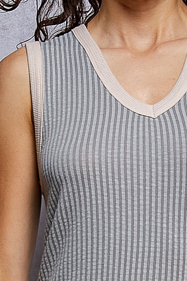 Bare Minimum Contrast Trim Ribeed Tank
