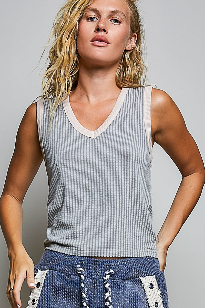 Bare Minimum Contrast Trim Ribeed Tank