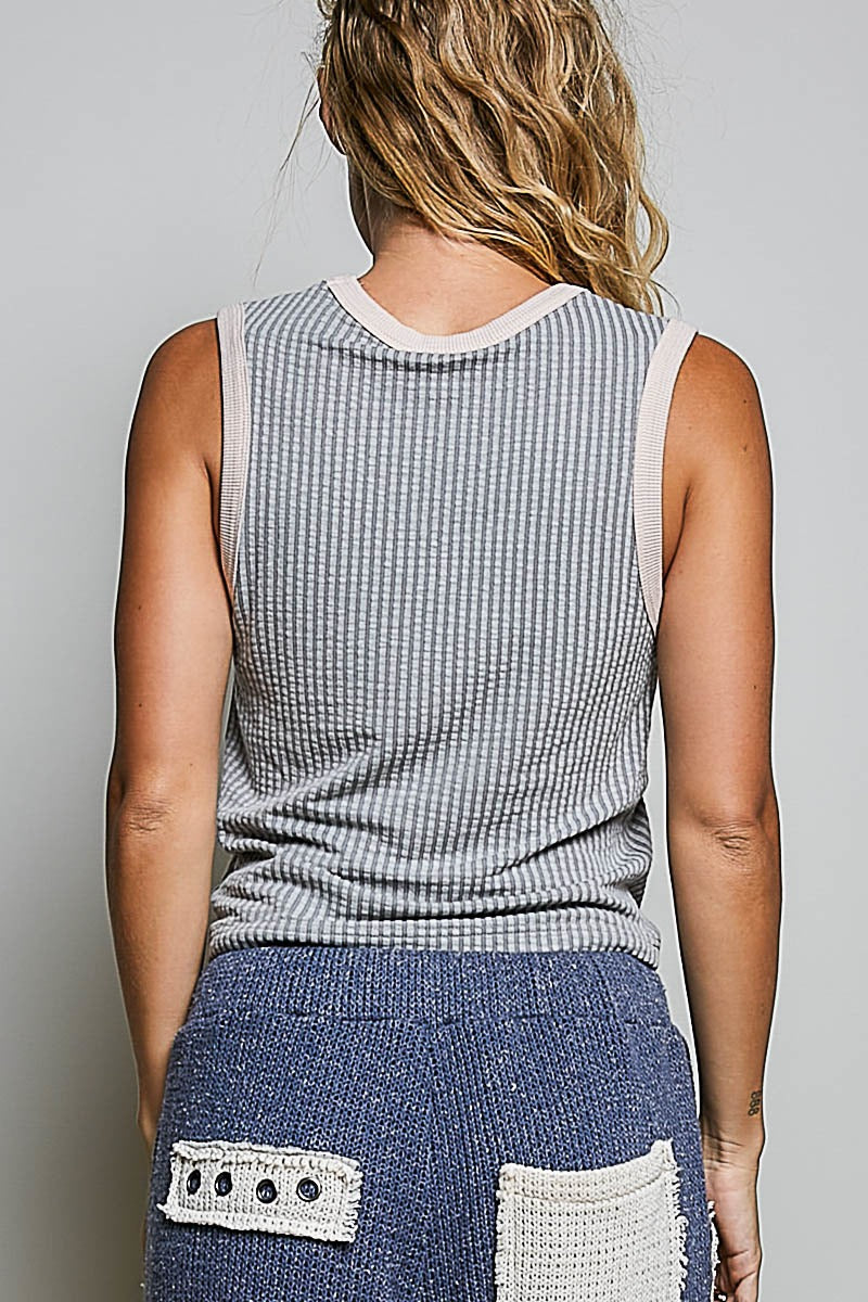Bare Minimum Contrast Trim Ribeed Tank