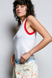 Bare Minimum Contrast Trim Ribeed Tank