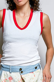 Bare Minimum Contrast Trim Ribeed Tank