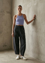 The Essential Mineral Washed Terry Knit Barrel Pants