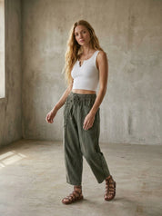 The Essential Mineral Washed Terry Knit Barrel Pants