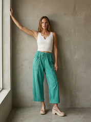 The Essential Mineral Washed Terry Knit Barrel Pants