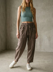 The Essential Mineral Washed Terry Knit Barrel Pants