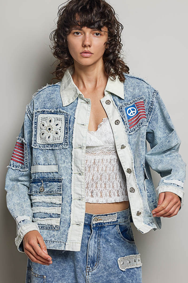 Betty Americana Patchwork Denim Jacket