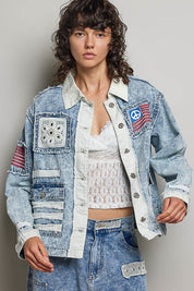 Betty Americana Patchwork Denim Jacket