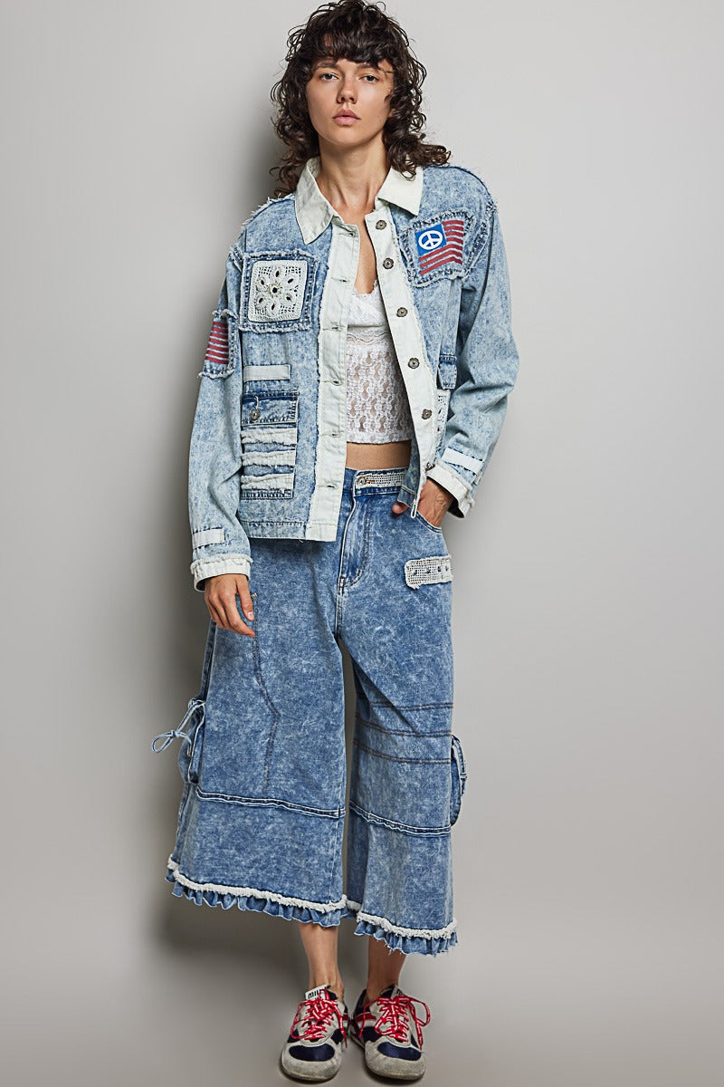 Betty Americana Patchwork Denim Jacket