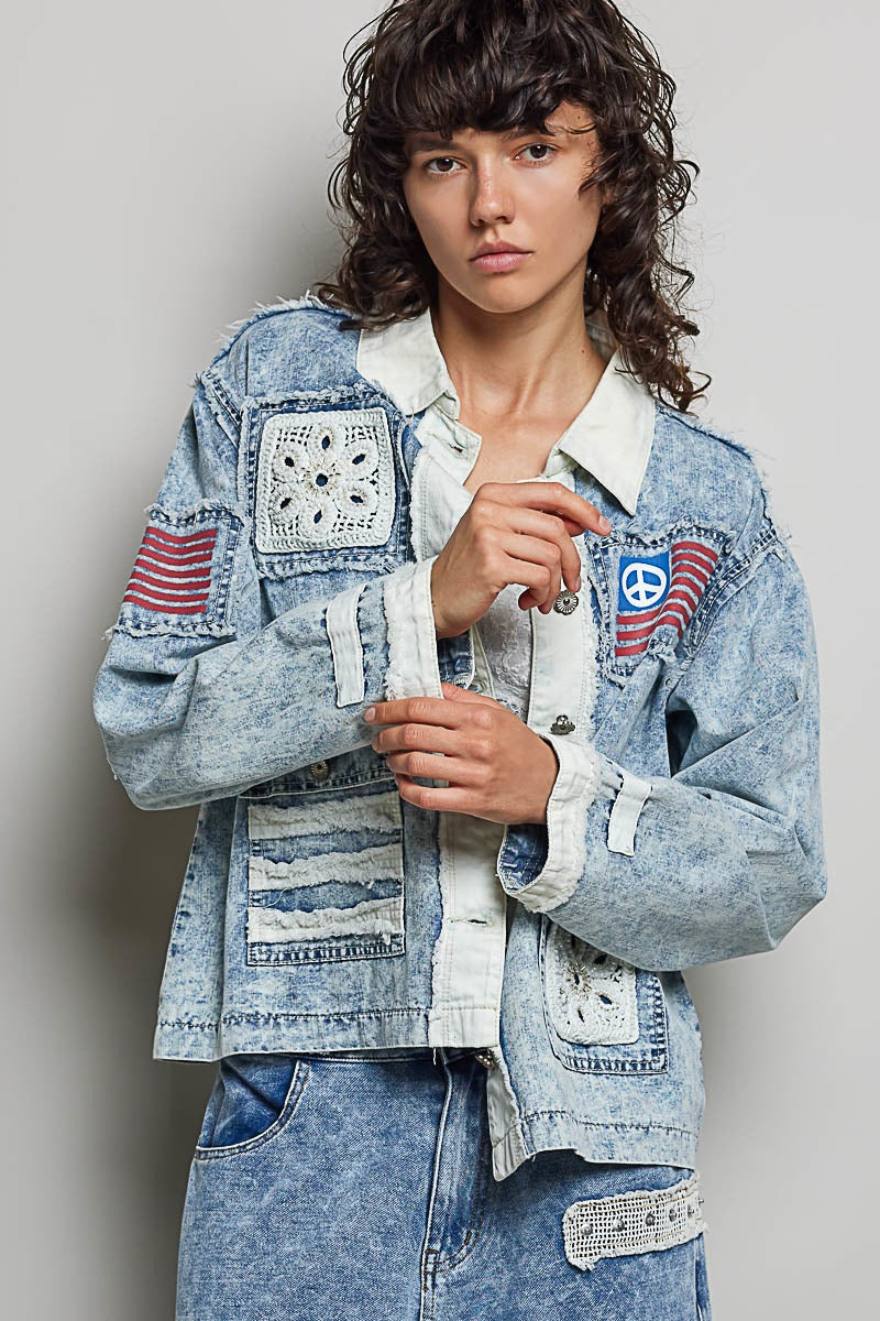 Betty Americana Patchwork Denim Jacket
