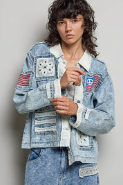 Betty Americana Patchwork Denim Jacket