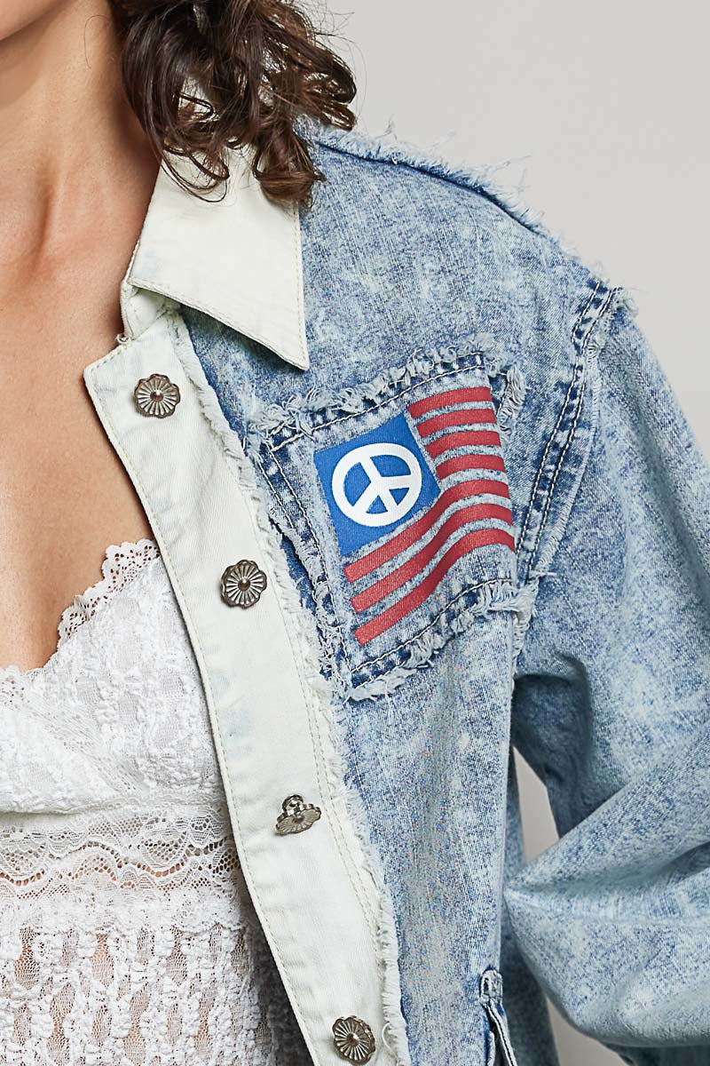 Betty Americana Patchwork Denim Jacket