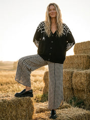 Black Widow Button-Front Knit Cardigan