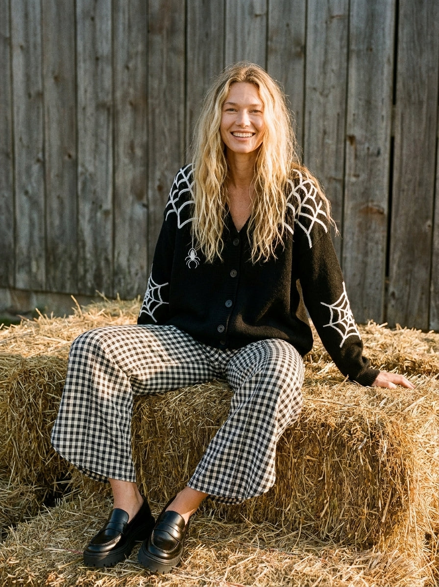 Black Widow Button-Front Knit Cardigan