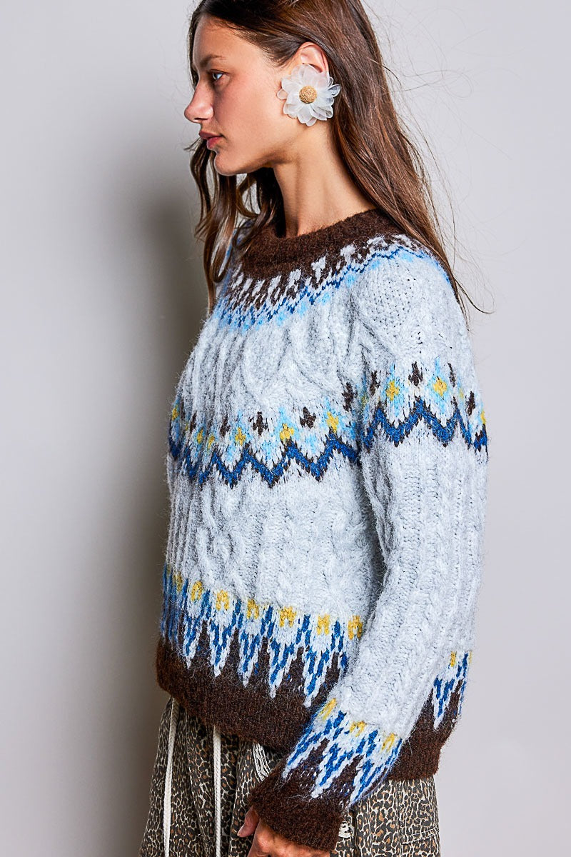 Bluebird Lodge Cable Knit Fair Isle Sweater