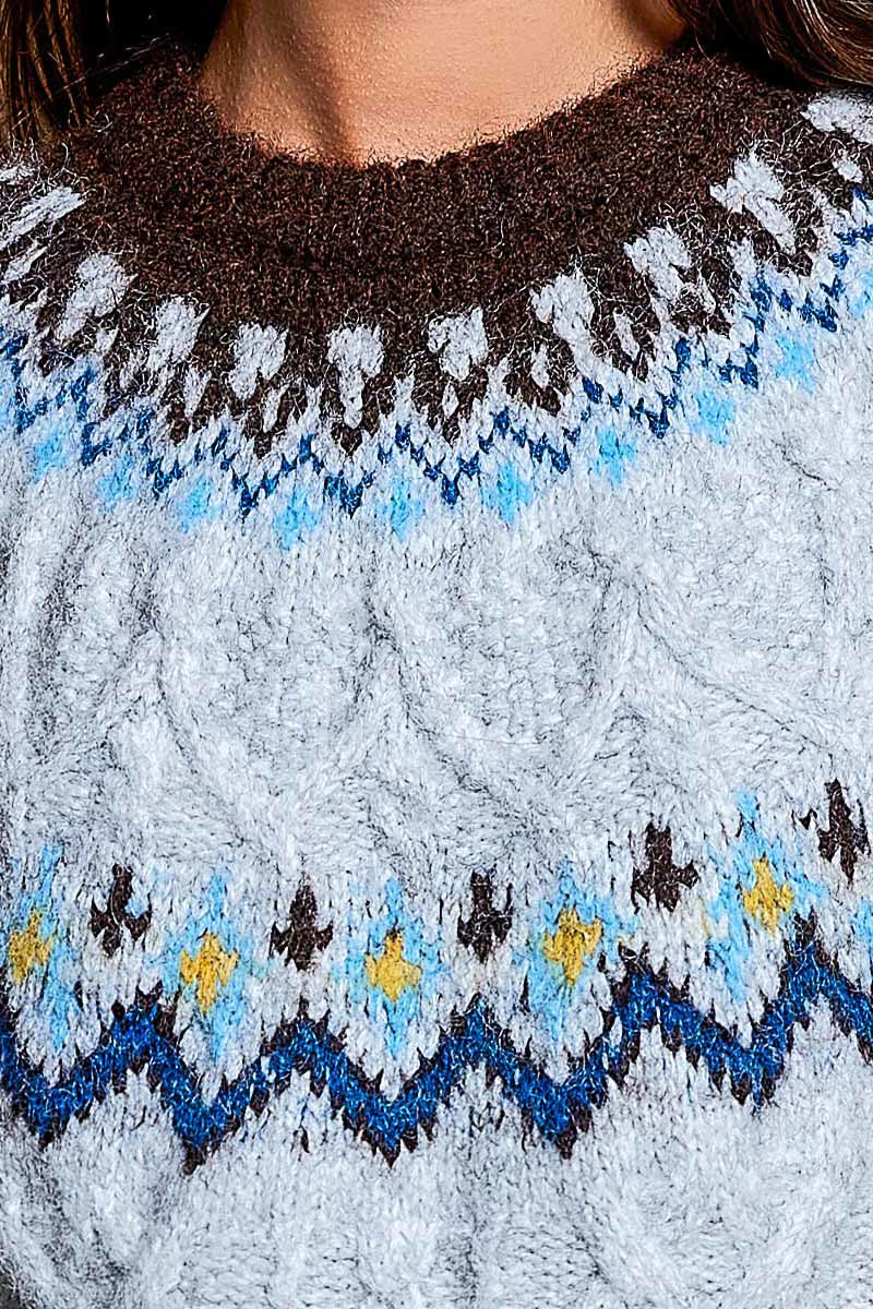Bluebird Lodge Cable Knit Fair Isle Sweater