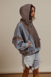 Blueprint Mixed Media Zip-Up Hoodie
