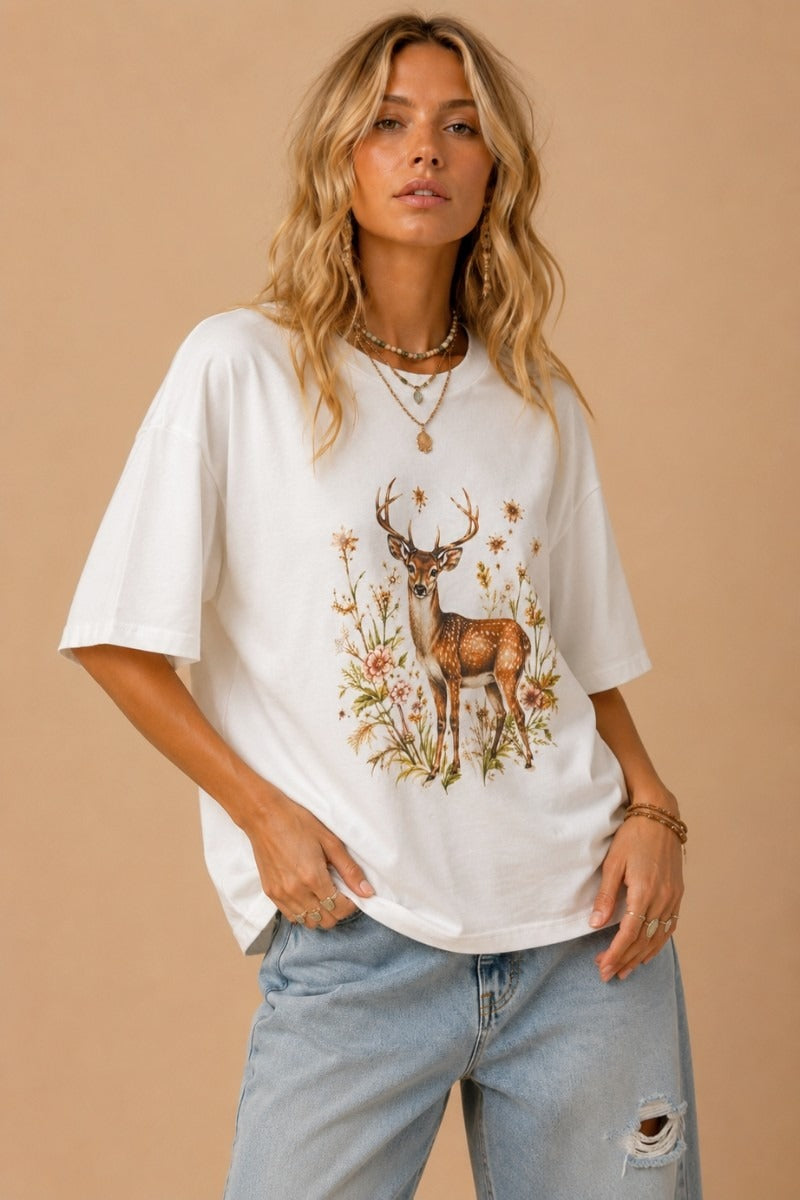 Botanical Deer Graphic Tee