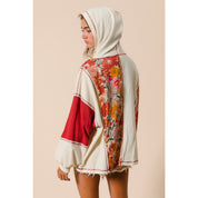Carson Knit and Print Mixed Hoodie Top