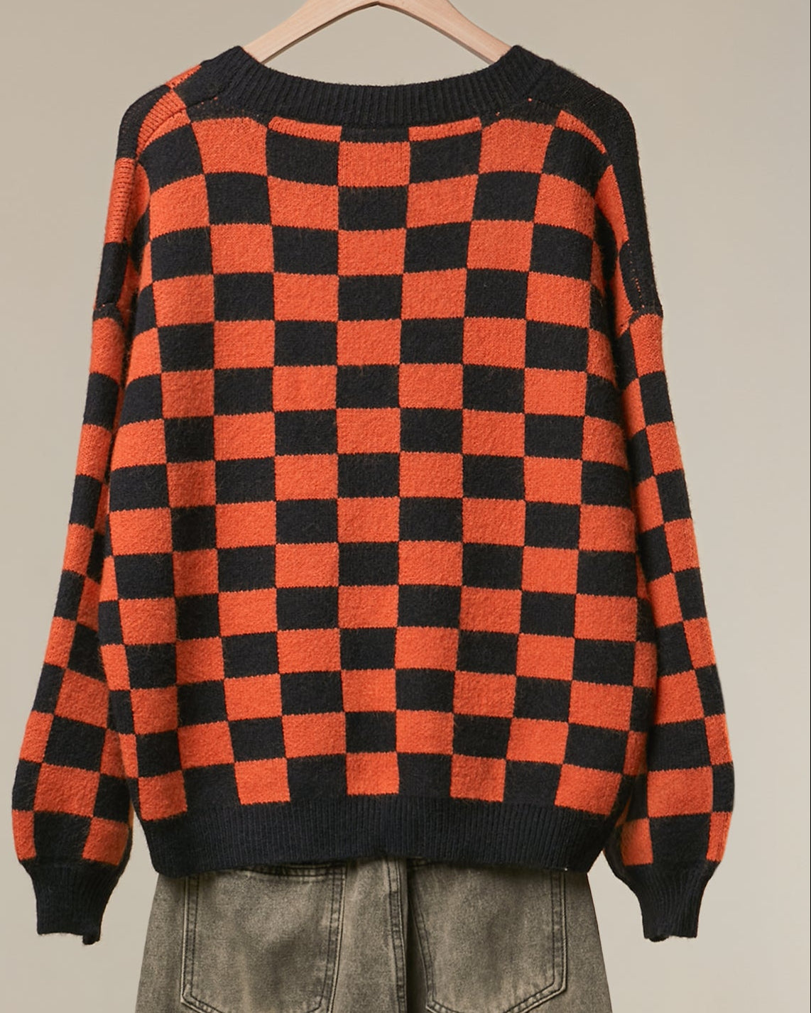 Free Spirit Checkerboard Halloween Cardigan