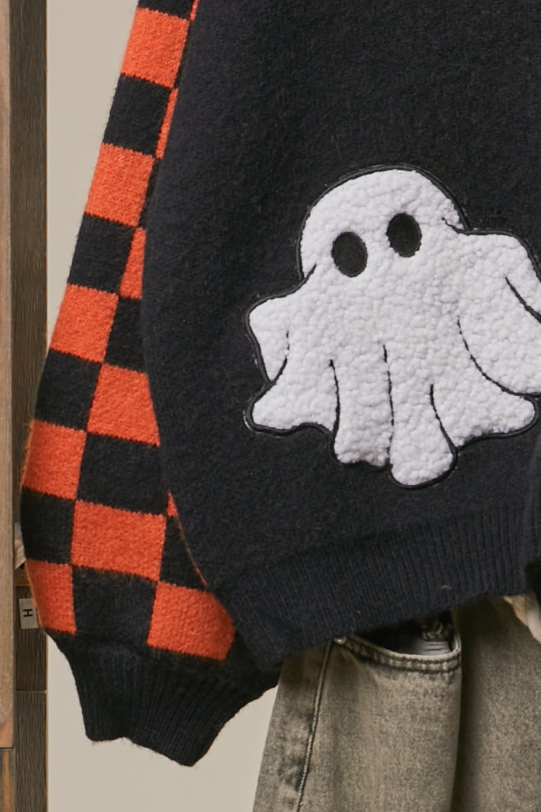 Free Spirit Checkerboard Halloween Cardigan