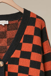 Free Spirit Checkerboard Halloween Cardigan
