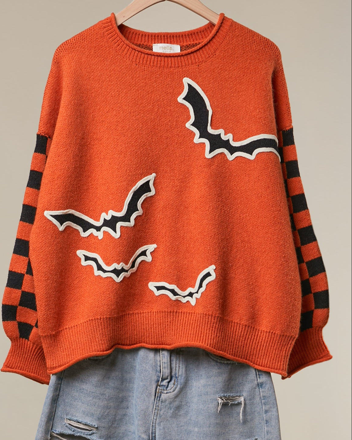 After Dark Checkerboard Sleeve Knit Sweater