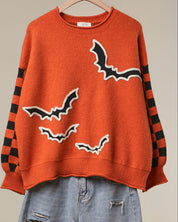 After Dark Checkerboard Sleeve Knit Sweater