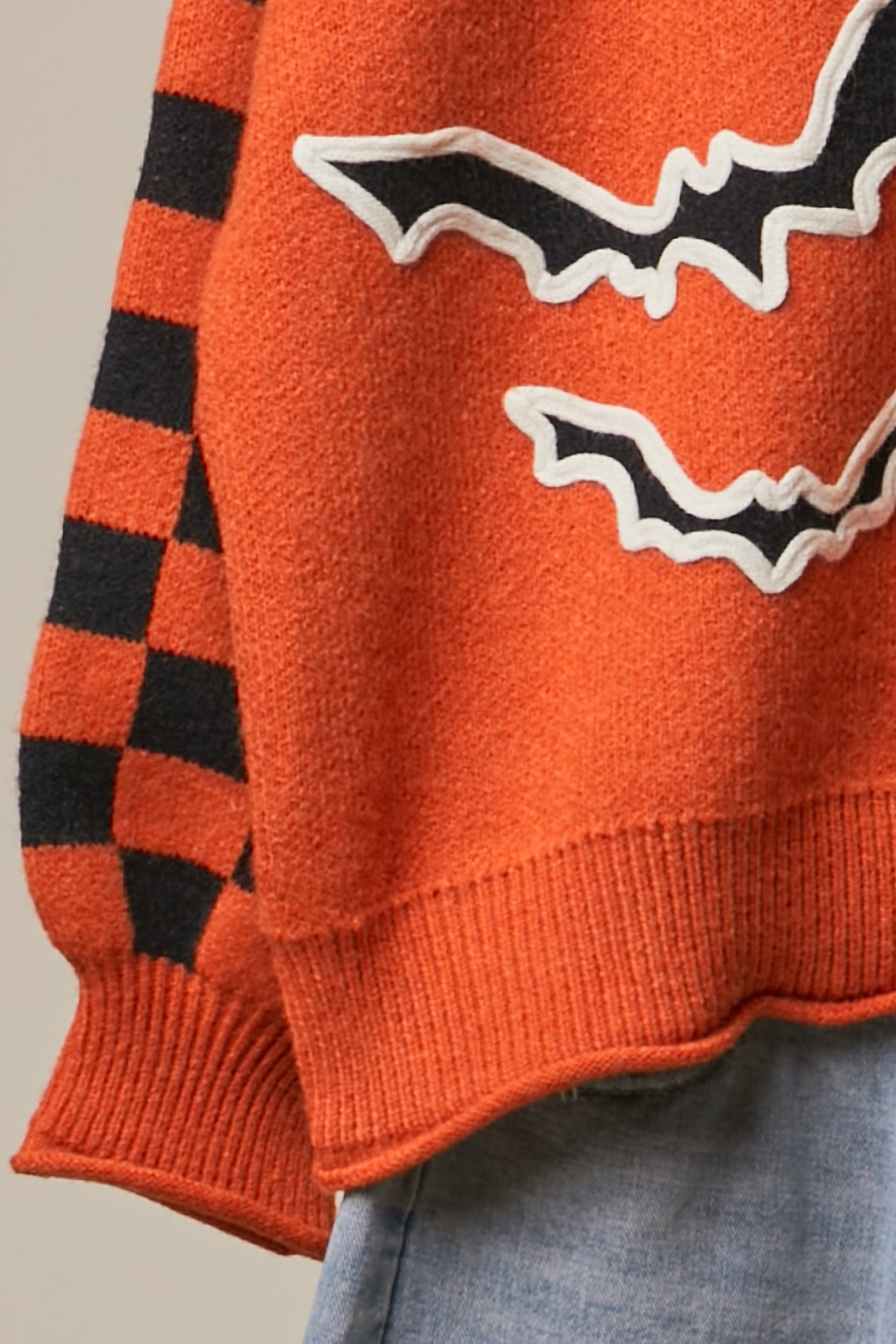 After Dark Checkerboard Sleeve Knit Sweater