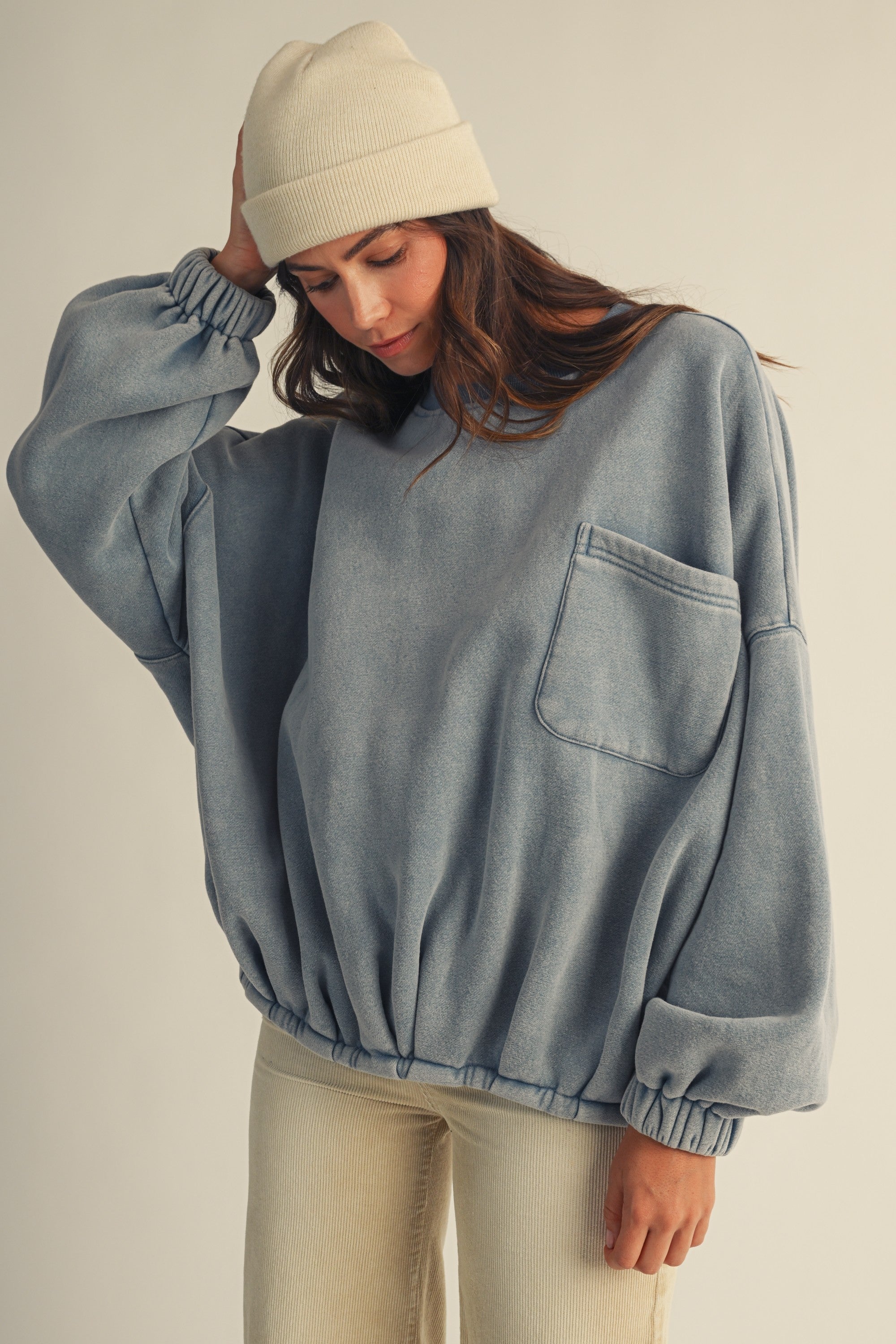 The One Pocket Oversized Mineral Wash Pullover