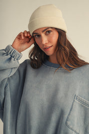 The One Pocket Oversized Mineral Wash Pullover