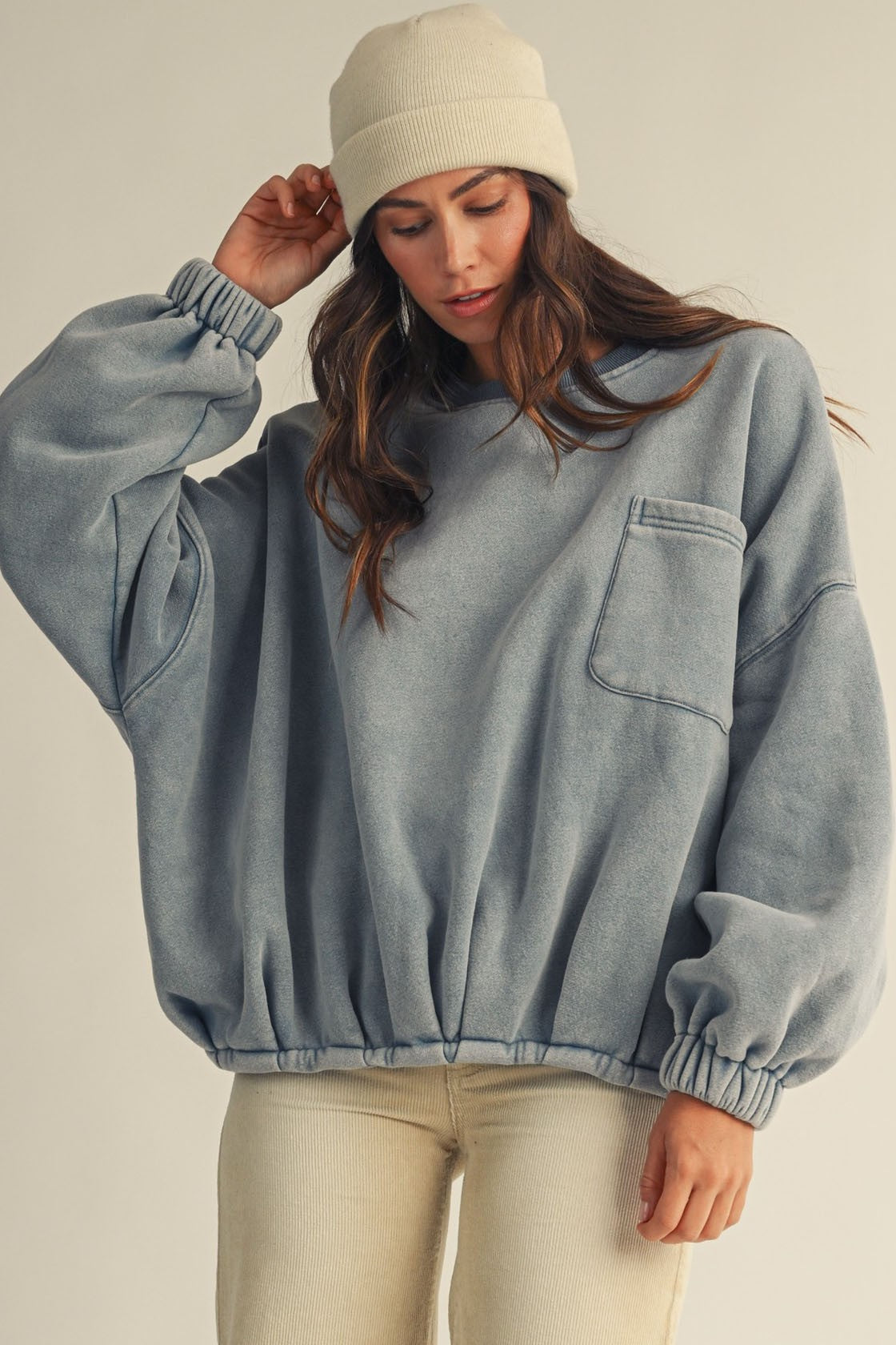 The One Pocket Oversized Mineral Wash Pullover