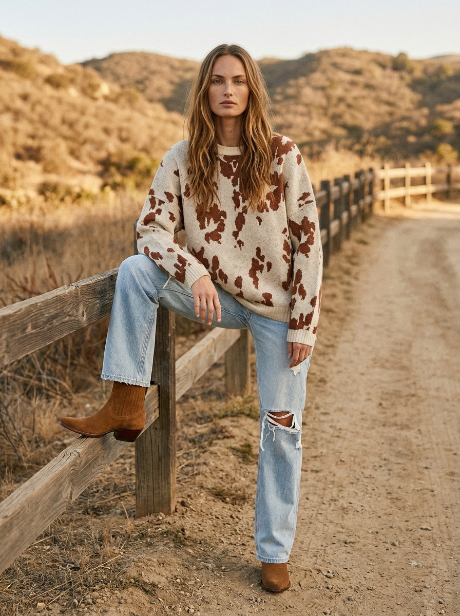 Cheyenne Animal Print Knit Sweater