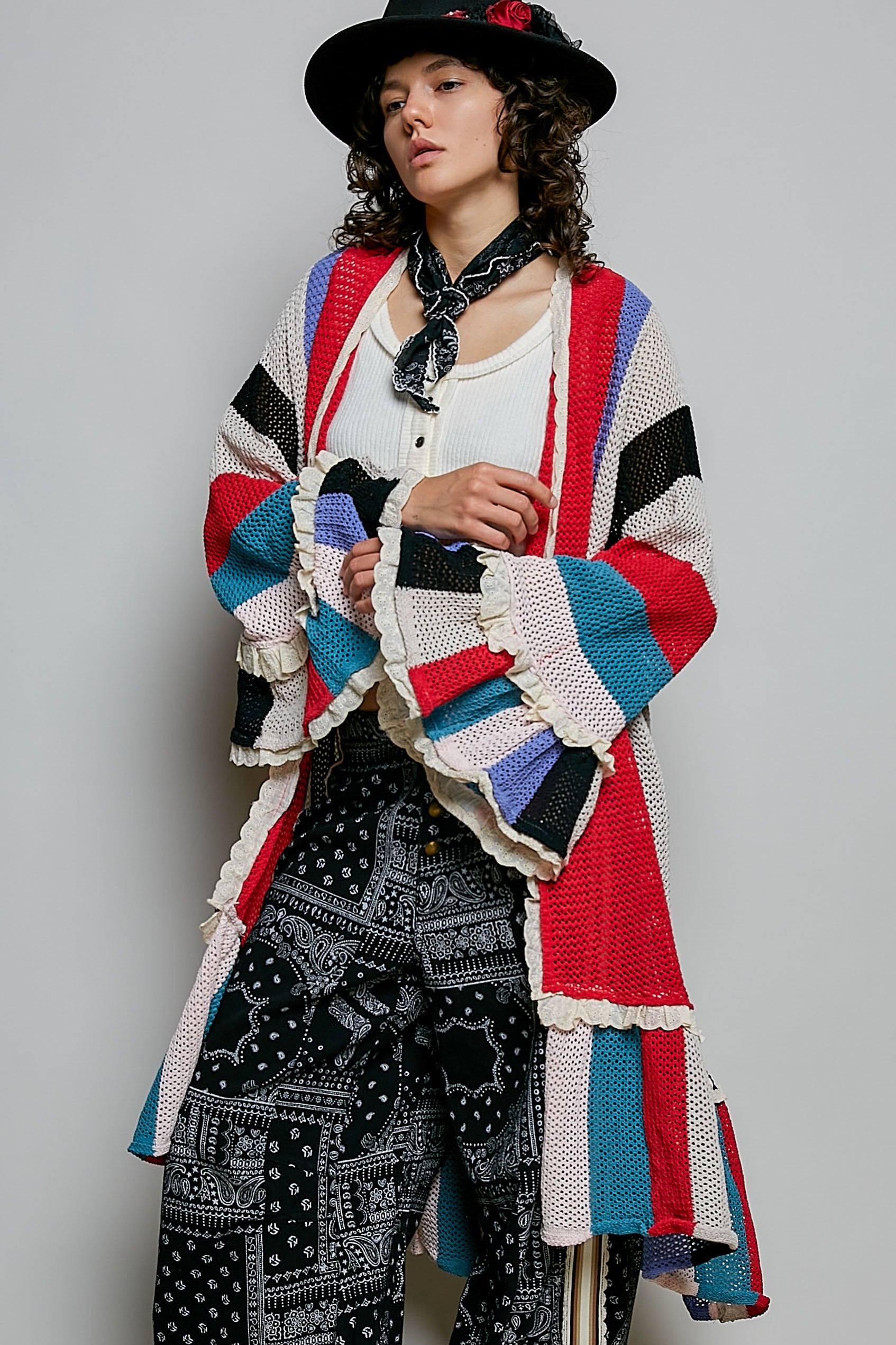 Cirque Open-Knit Longline Cardigan