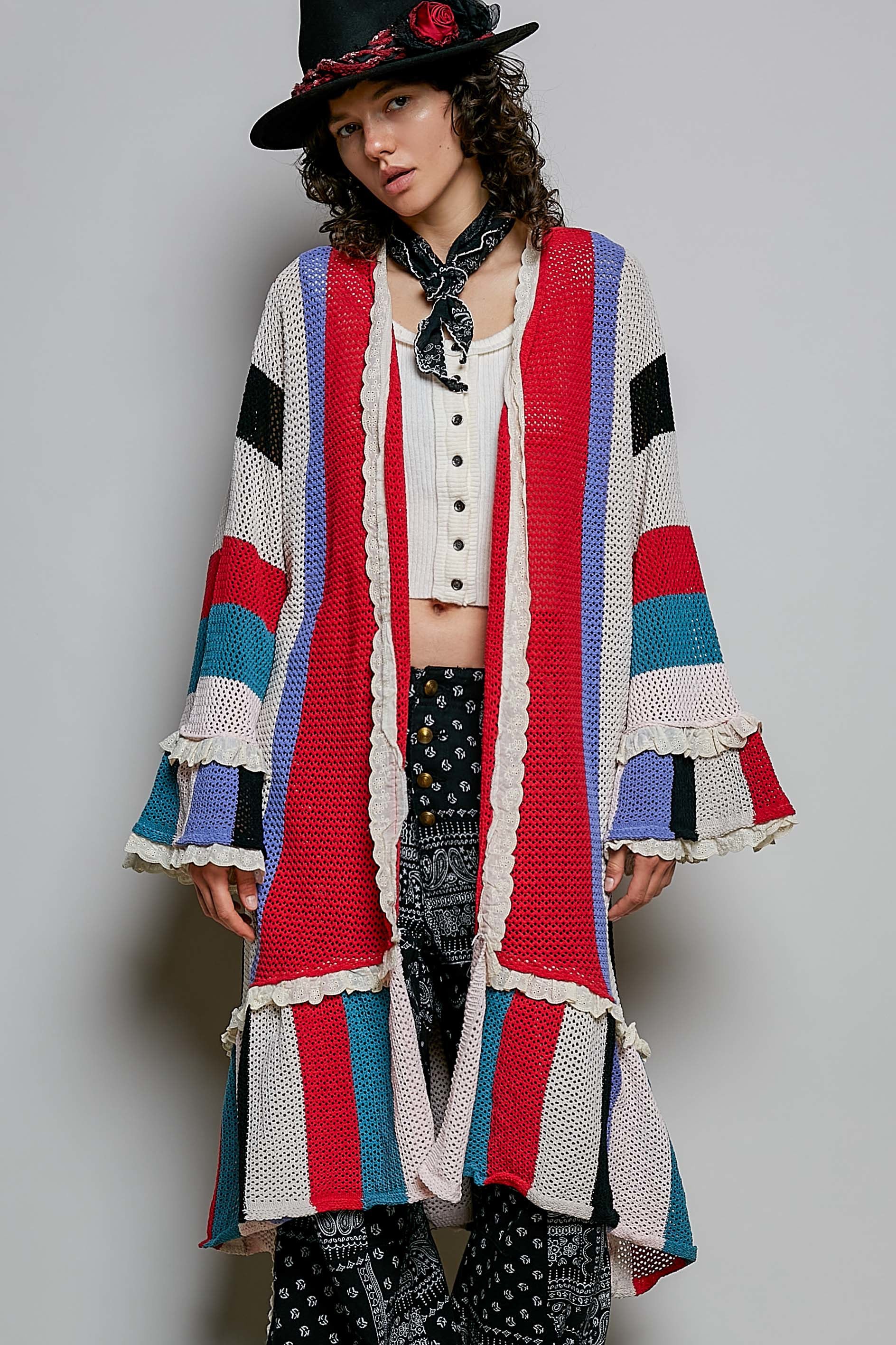 Cirque Open-Knit Longline Cardigan