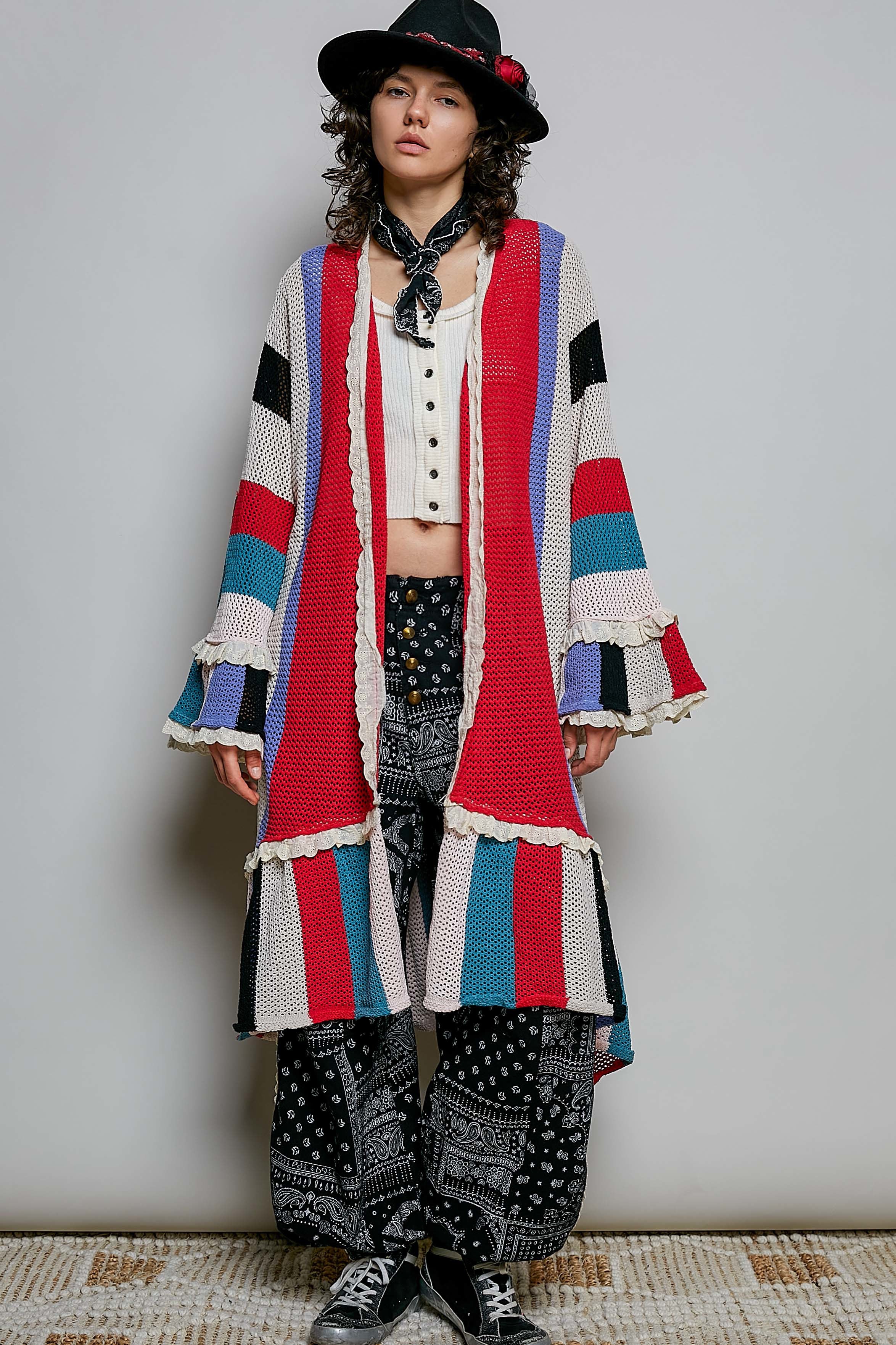 Cirque Open-Knit Longline Cardigan