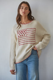 Contrast Stitch Flag Sweater