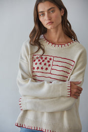 Contrast Stitch Flag Sweater