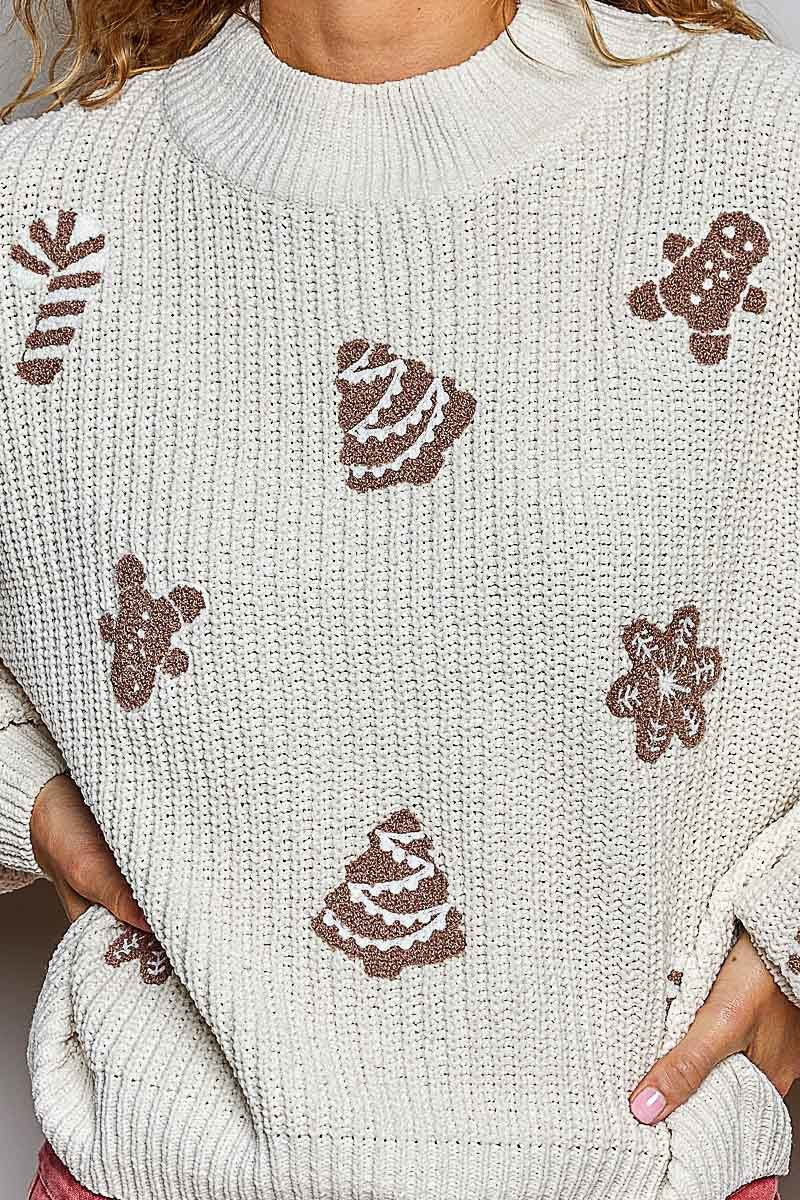 Cookie Cutter Mock-Neck Chenille Sweater