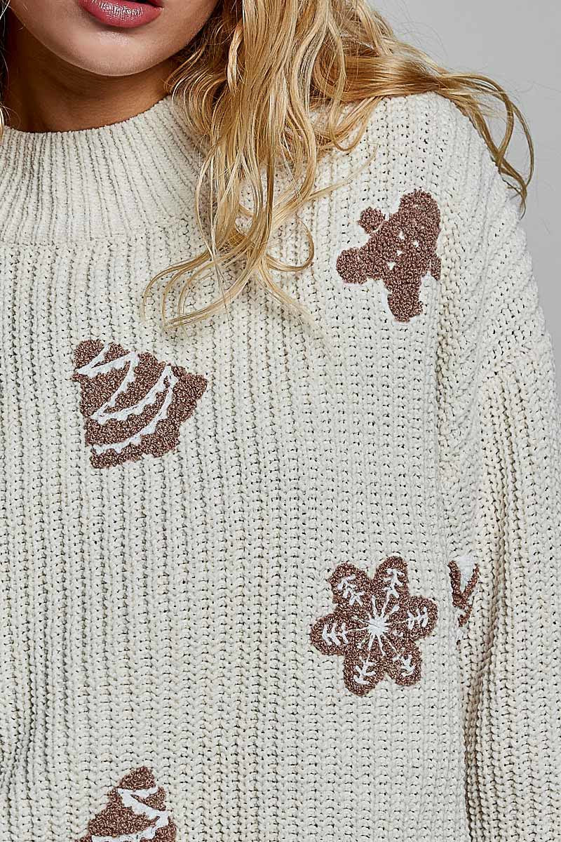 Cookie Cutter Mock-Neck Chenille Sweater