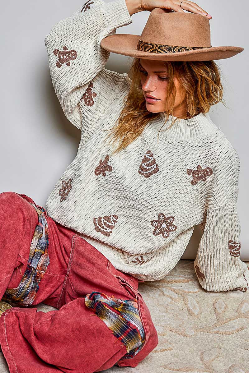 Cookie Cutter Mock-Neck Chenille Sweater