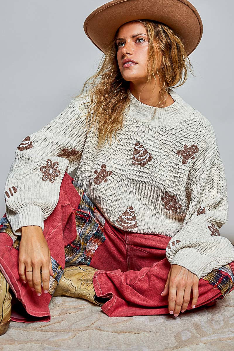 Cookie Cutter Mock-Neck Chenille Sweater