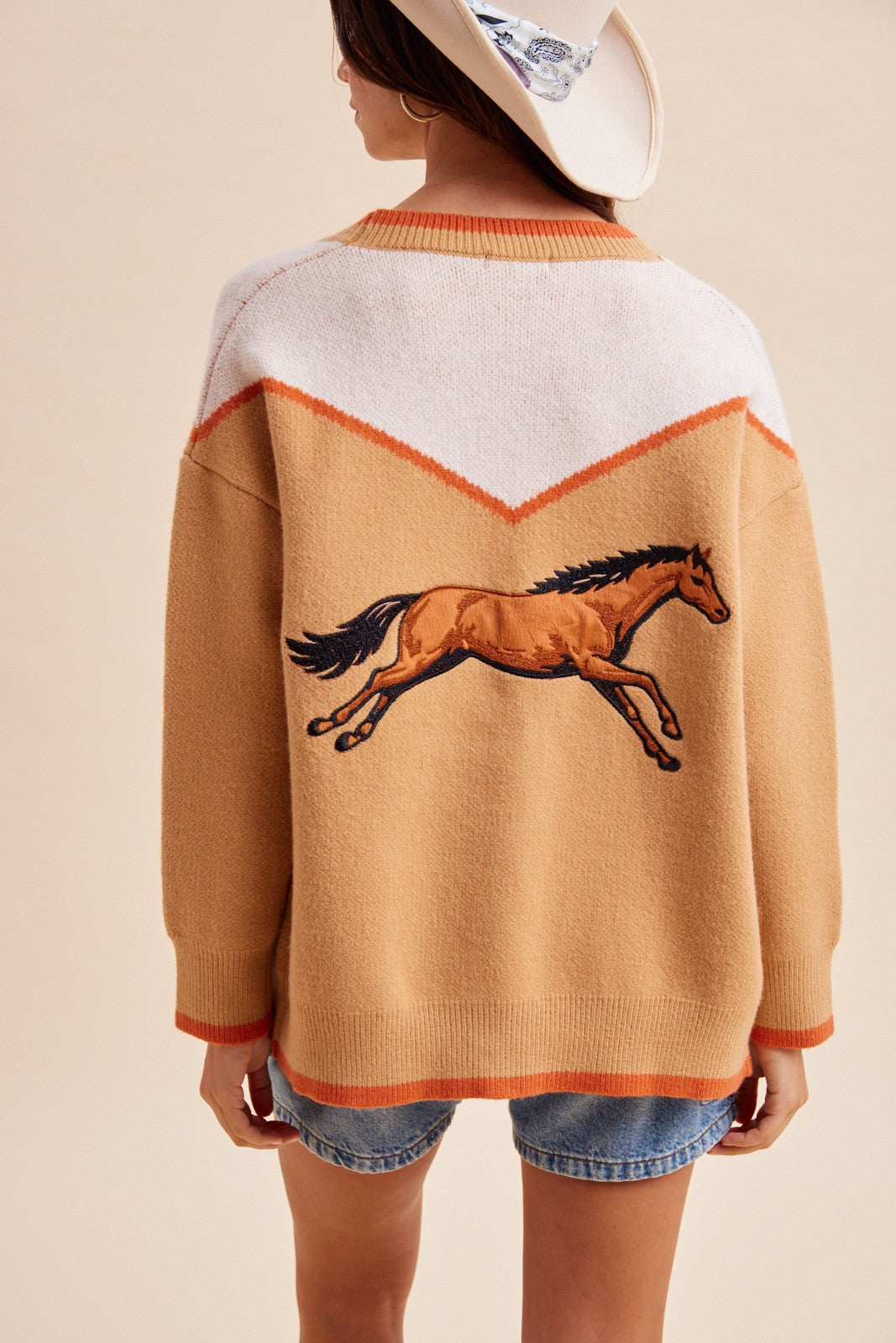 Copper Canyon Horse Embroidered Sweater Cardigan