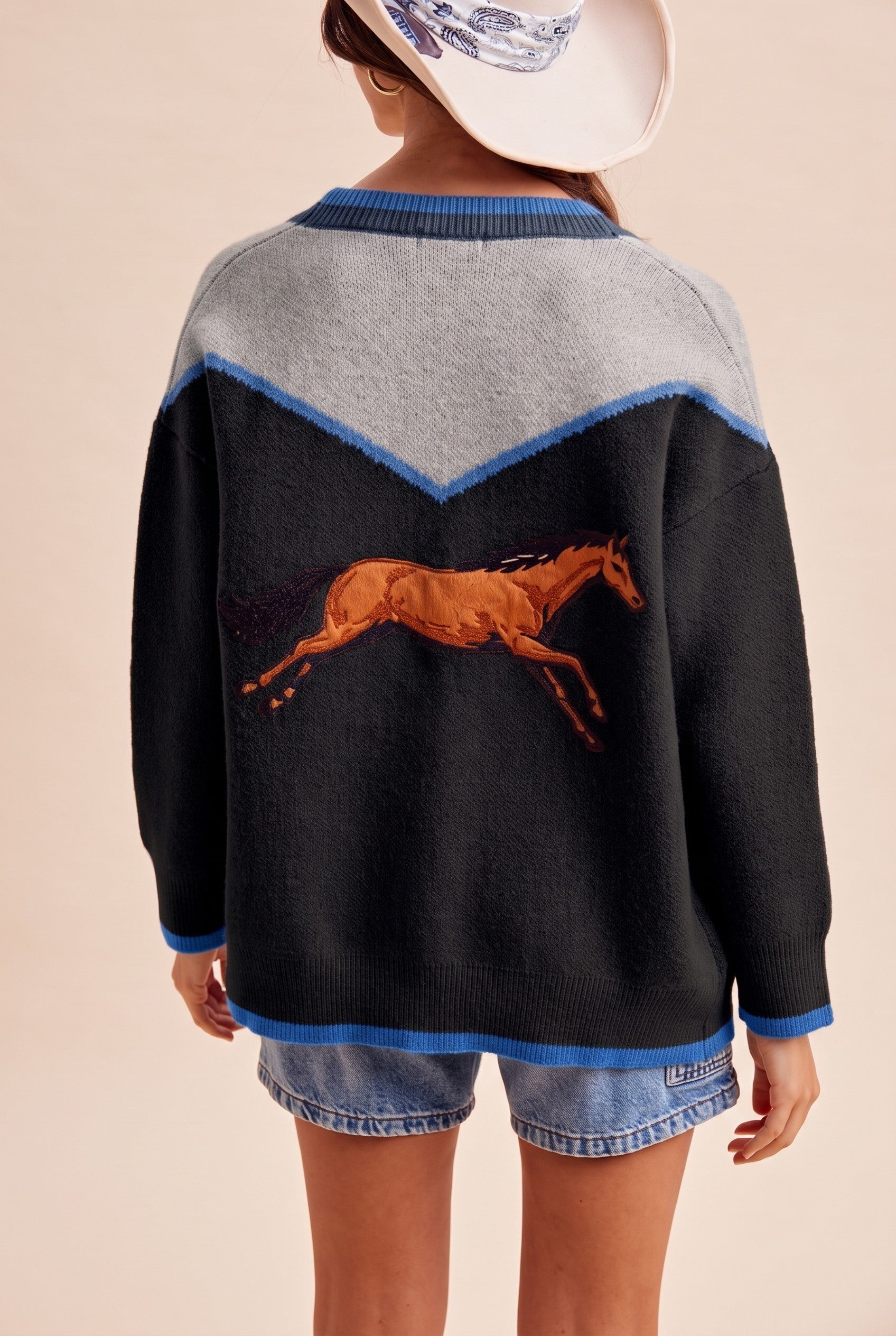 Copper Canyon Horse Embroidered Sweater Cardigan