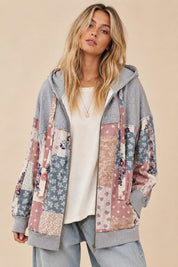 Cottonwood Multi Pattern Patchwork Zip-Up Hoodie