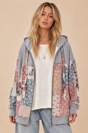 Cottonwood Multi Pattern Patchwork Zip-Up Hoodie
