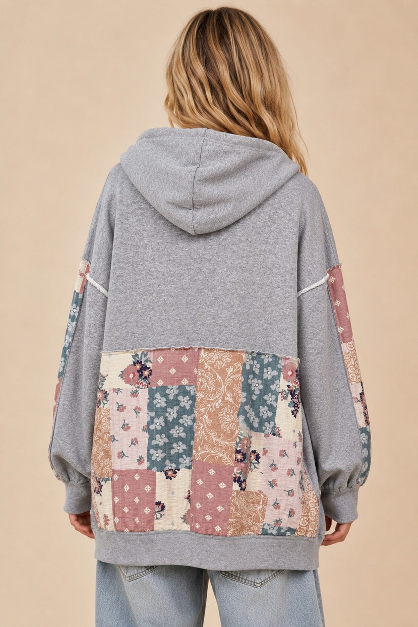 Cottonwood Multi Pattern Patchwork Zip-Up Hoodie